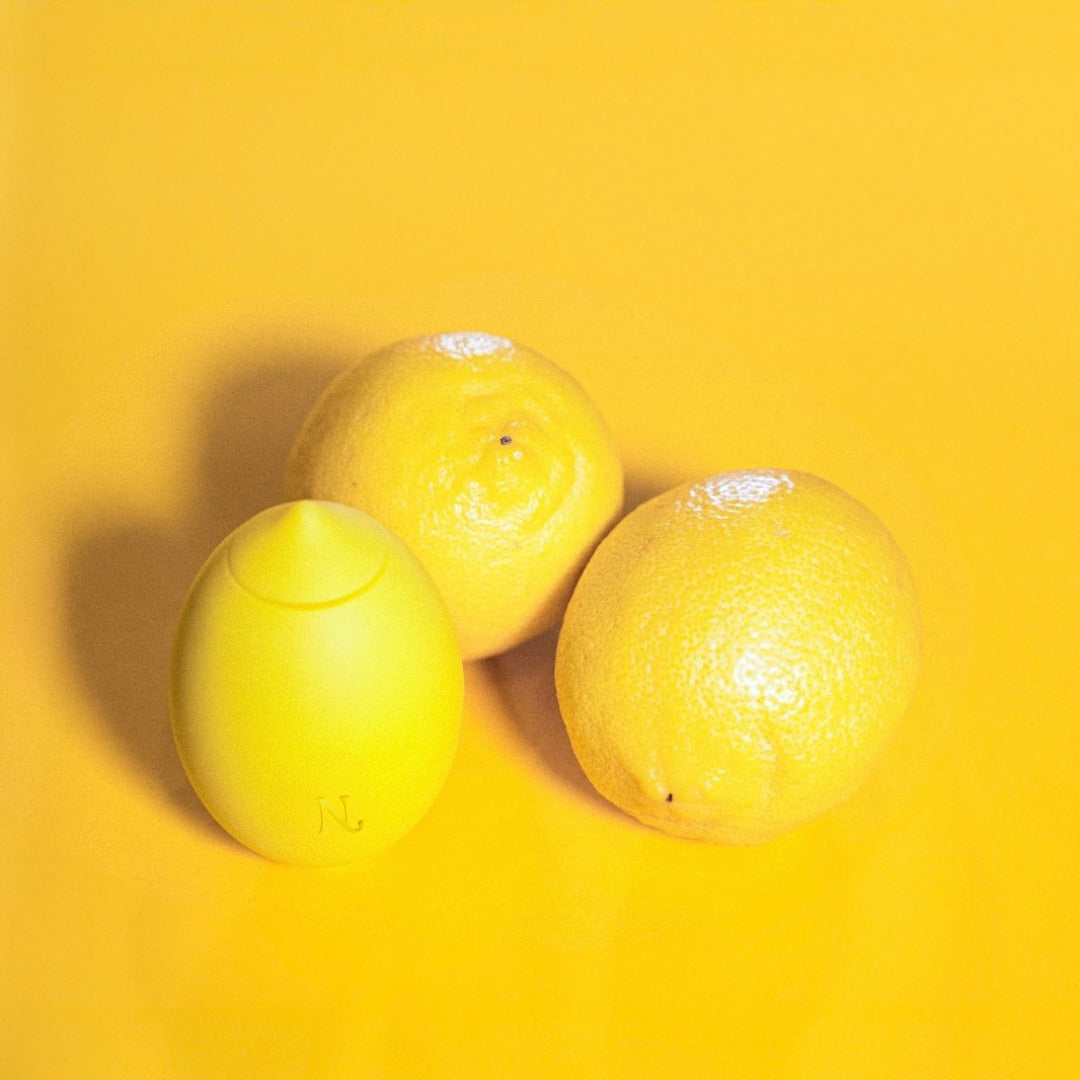 Lemon clitoral vibrator closeup